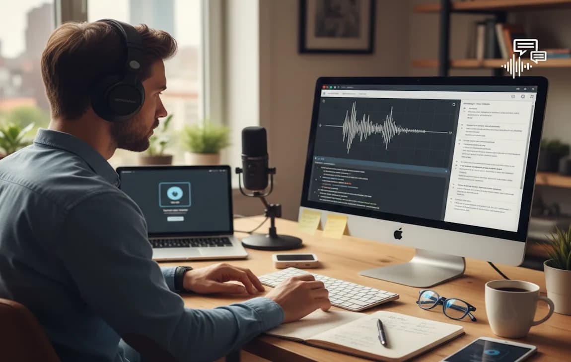 Audio file transcription workflow with AI tools