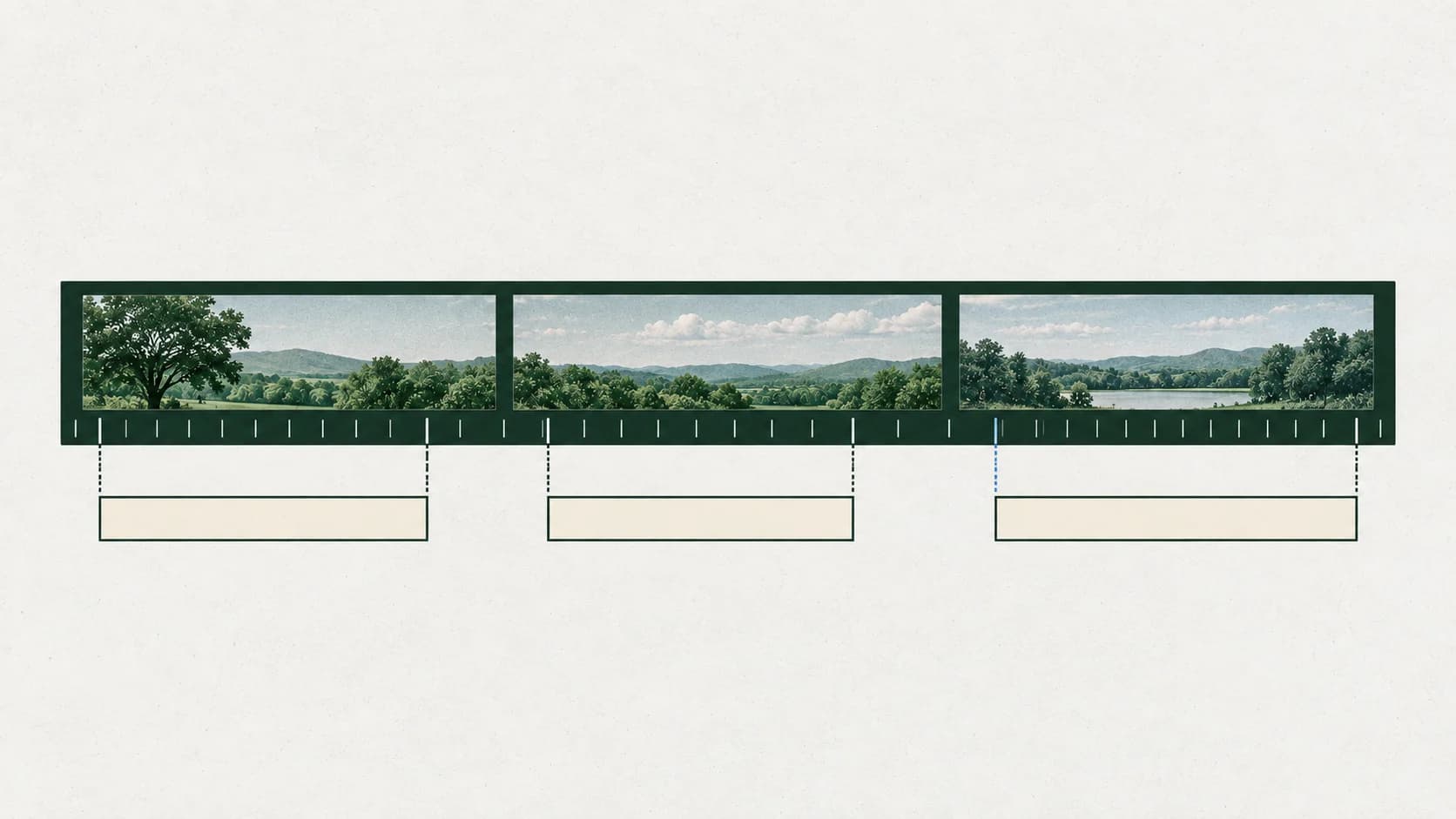 Three caption segments aligned to separate moments on a video timeline