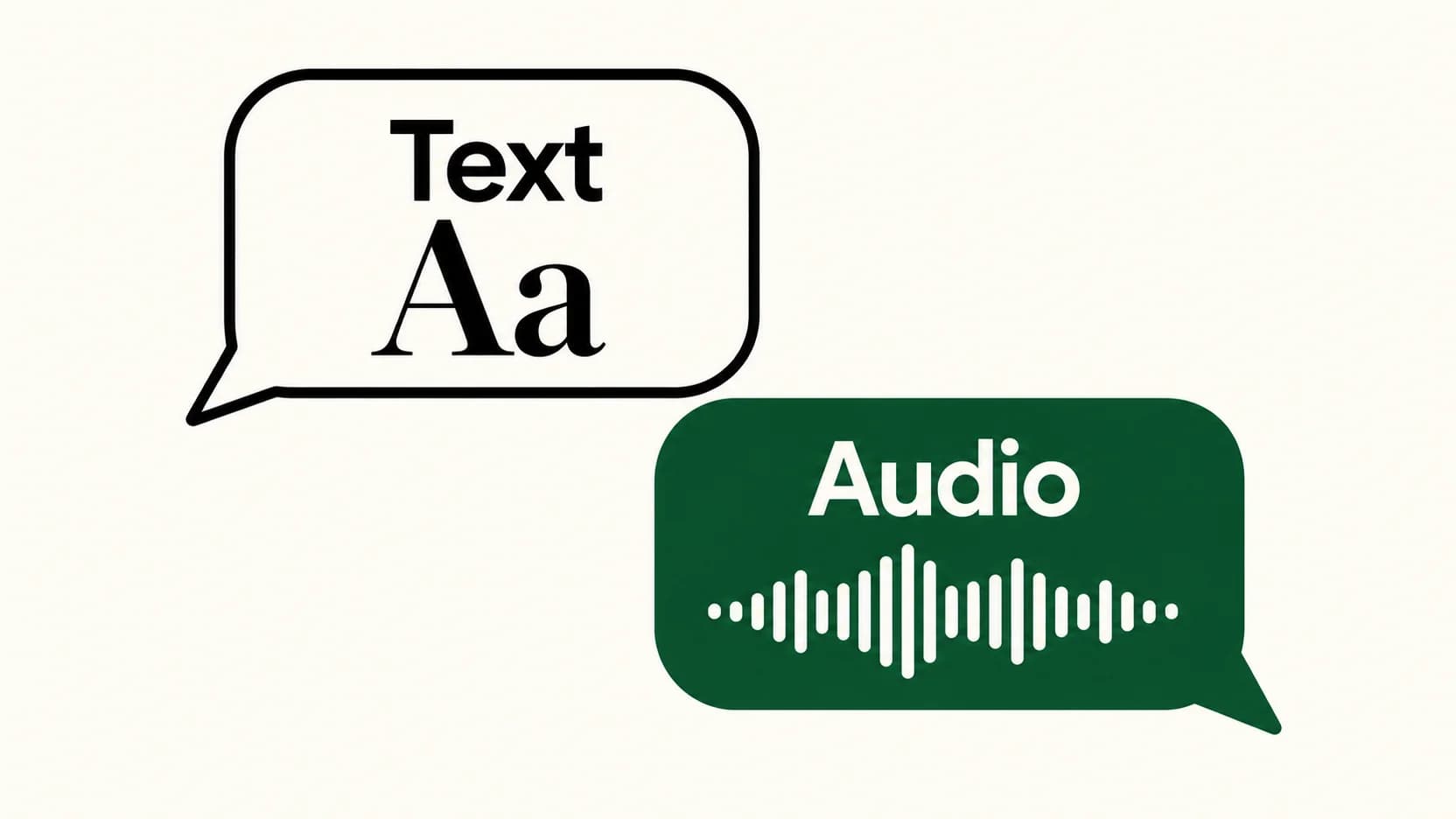 Editorial illustration distinguishing a text message from an audio voice message