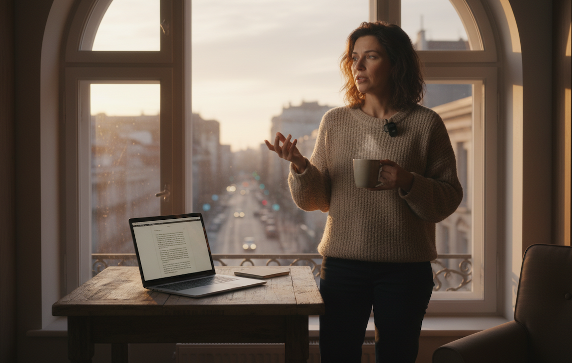 A person using dictation in daily life
