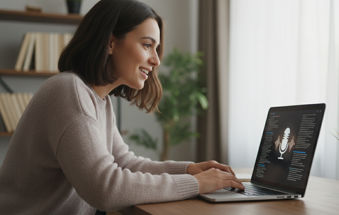person using dictation software on Mac