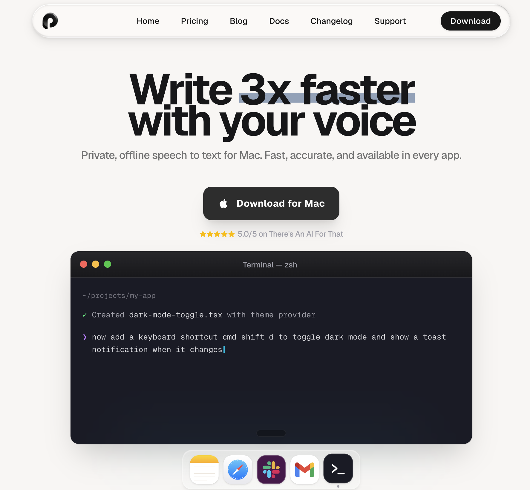 Private dictation software running on Mac with on-device processing